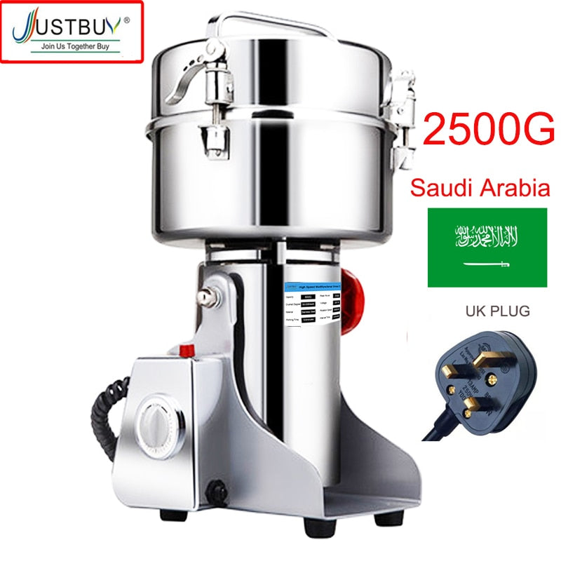 Große Kapazität 2500G / 3000W Kräutermühle, Leistungsstarke Mühle für Getreide, Gewürze, Mixer und Trockenfutter Mühle
