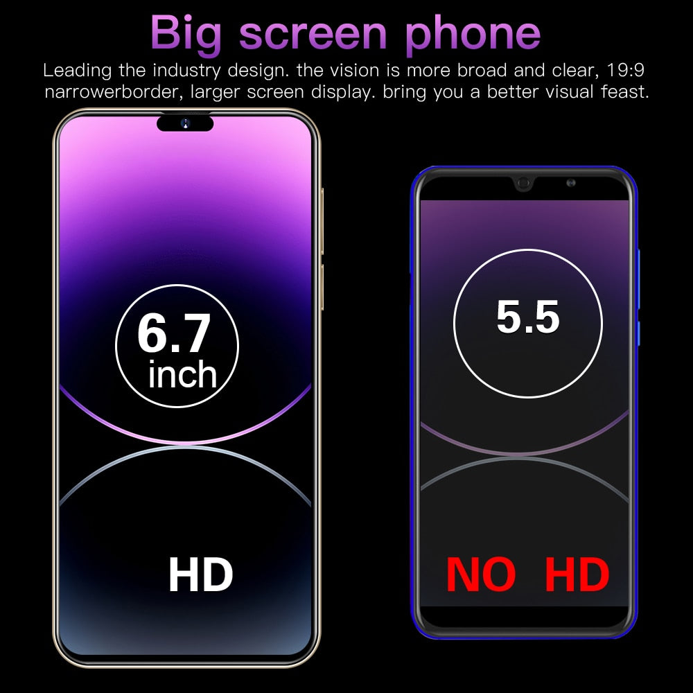 Neues i15 Pro Max Android 2023 Original-Smartphone, HD-Vollbild 16 GB + 1 TB Mobiltelefone entsperrte globale Version 4G / 5G-Handy
