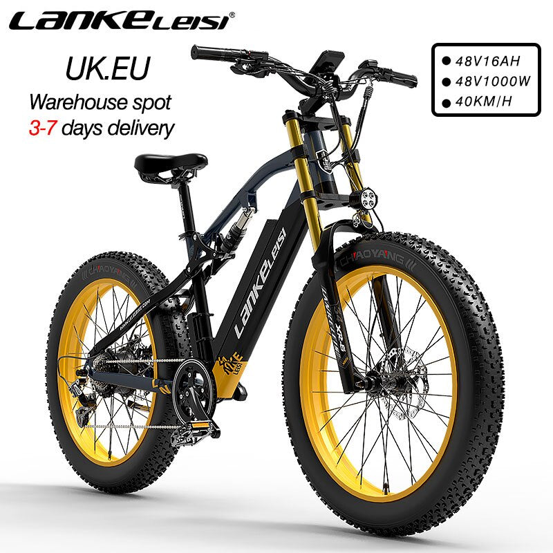 2023 Neues Elektrofahrrad 1000 W bürstenloser, Hochgeschwindigkeitsmotor Mountain EBike 48V16AH