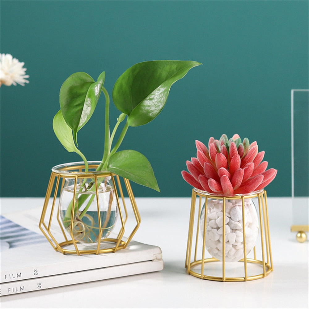 Iron Line Blumenvase, Metall, Pflanzenhalter, moderne Wohnkultur