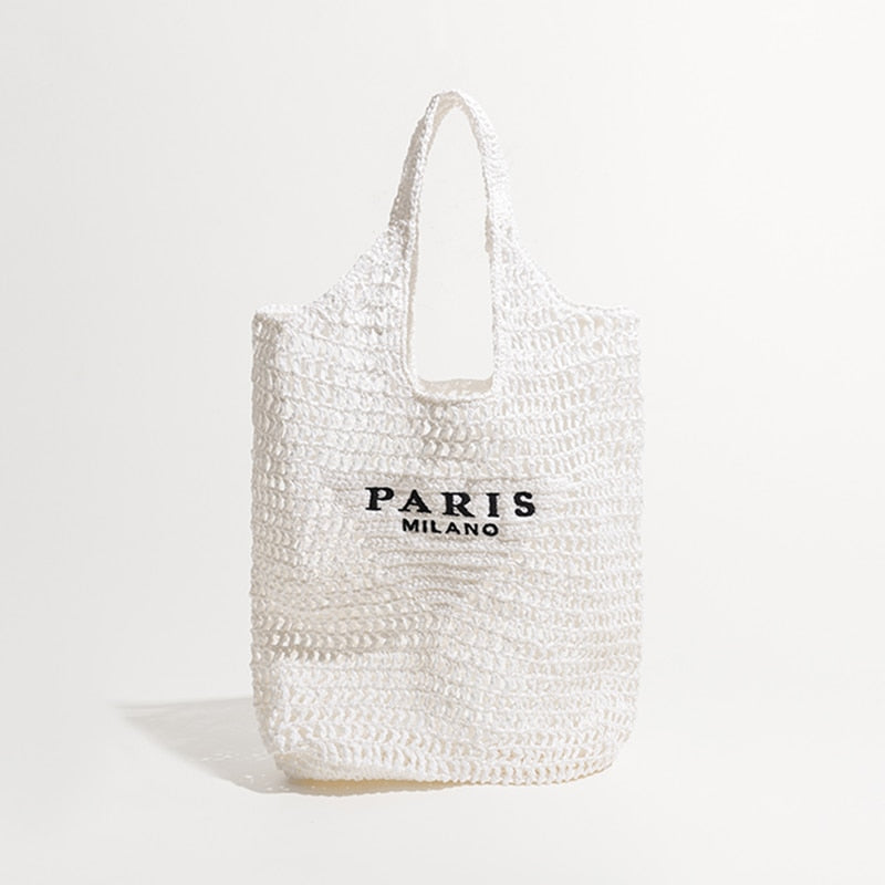 Luxus Design Frauen Geflochtene Bast Stroh Tasche Große Kapazität, Sommer Strandurlaub Schultertasche