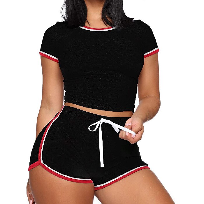 2-teilige Shorts-Sets für Damen-Outfits, kurzärmelige Trainingskleidung, Sportbekleidung für den Sommer