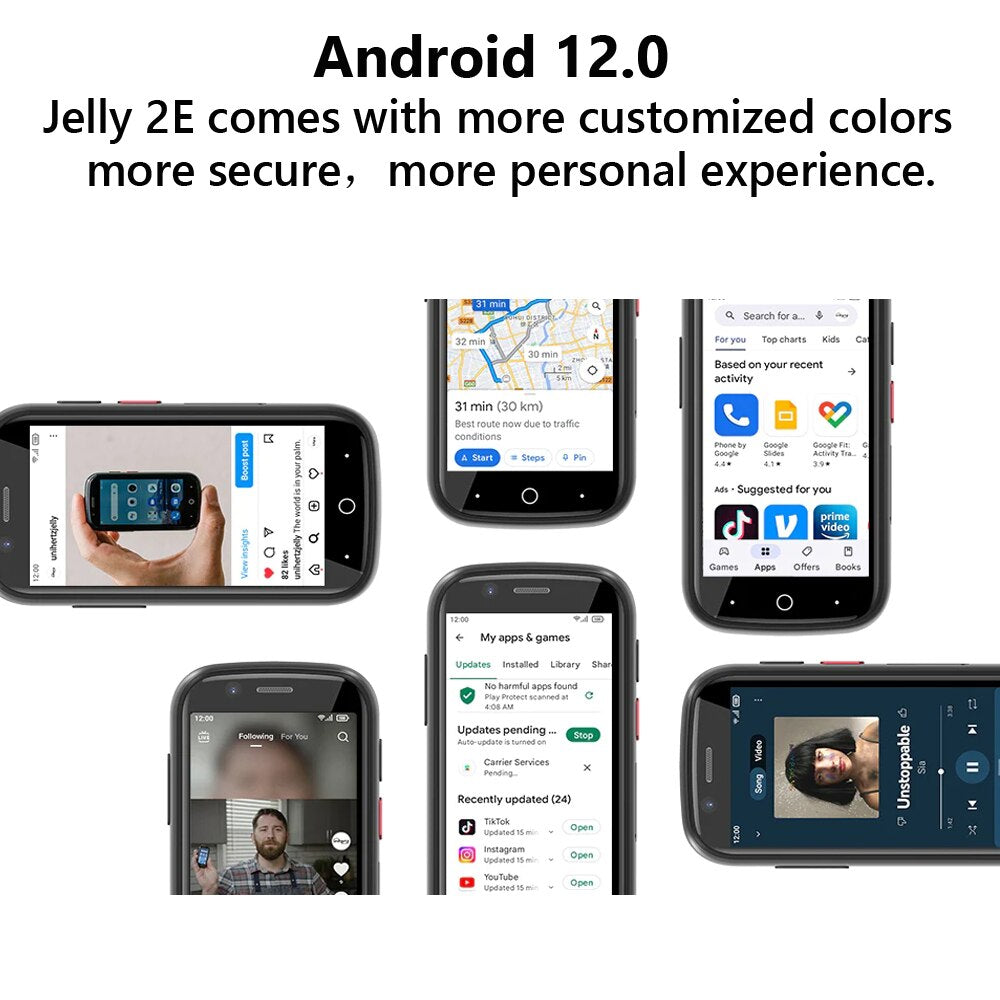 Unihertz Jelly 2E Super Mini Smartphone Android 12 Entsperrt 4GB 64GB Handy 2000mAh 16MP 4G