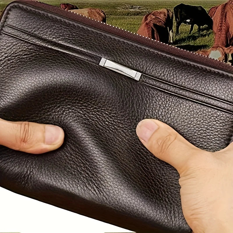 Mens Wallet Long Purse Leather Clutch Large Business Handbag Phone Card Holder Case Gift for Men Father Son Husband Boyfriend