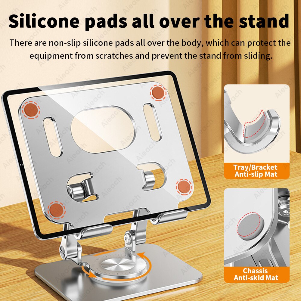 Aieach 12,9 Zoll Tablet Ständer für iPad Pro Stand Xiaomi, iPhone Aluminium Handyhalter, Einstellbare Tablethalter Unterstützung