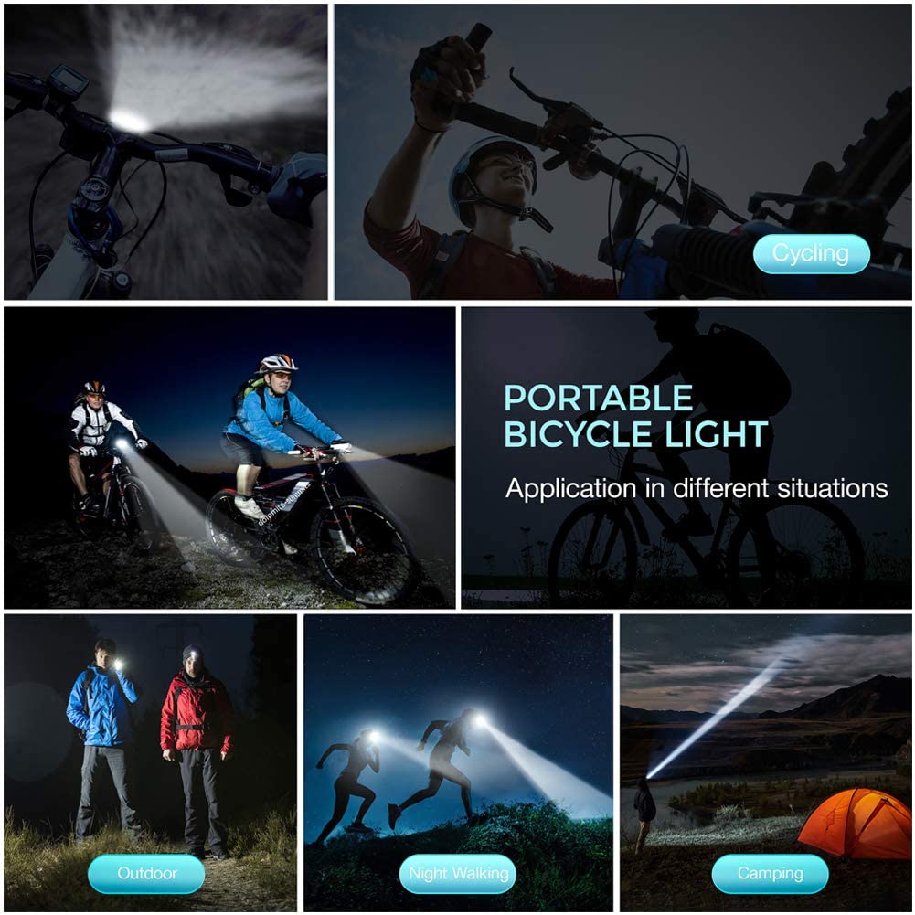 Fahrradlicht, USB wiederaufladbar, Fahrrad-Kilometerzähler, Frontlicht, Taschenlampe mit Computer, LCD-Tachometer, Radfahren, Kopf, Laterne, Horn