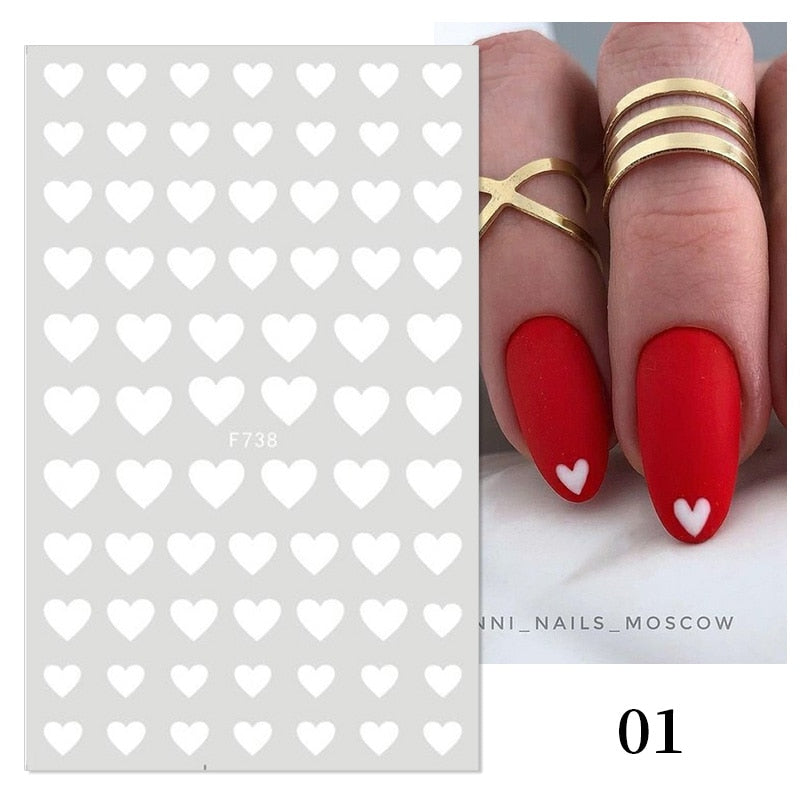 1PCS 3D Nagelzubehör, Maniküre-Nagelteile, Nageldekoration mit Liebes-Herz Aufkleber