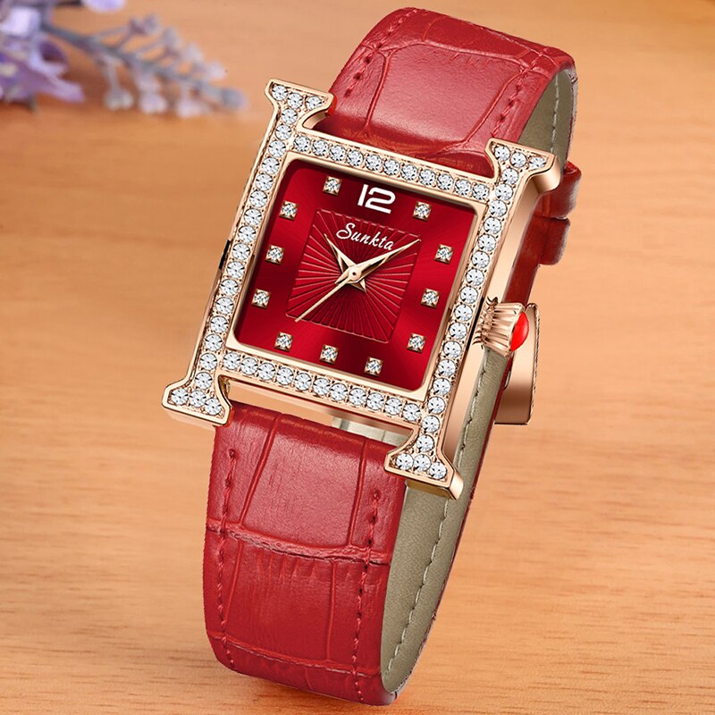 2023 neue Mode Damenuhren, Mode Leder Quarzuhr, TOP Marke Luxus Zifferblatt Einfache Rose Gold