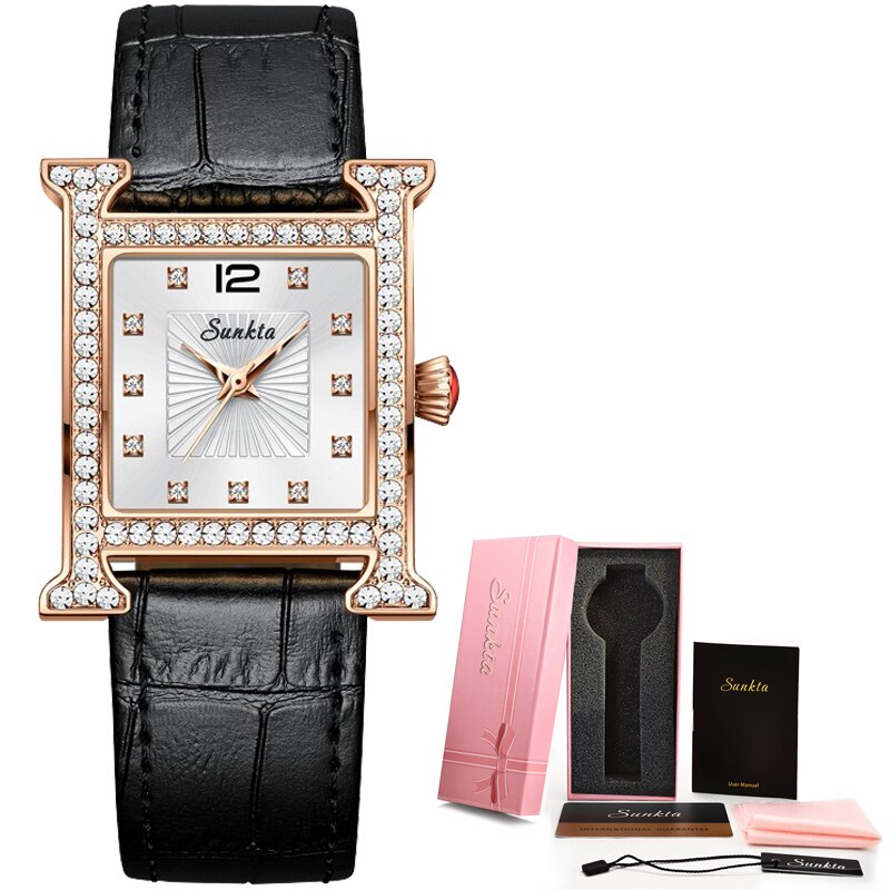 2023 neue Mode Damenuhren, Mode Leder Quarzuhr, TOP Marke Luxus Zifferblatt Einfache Rose Gold