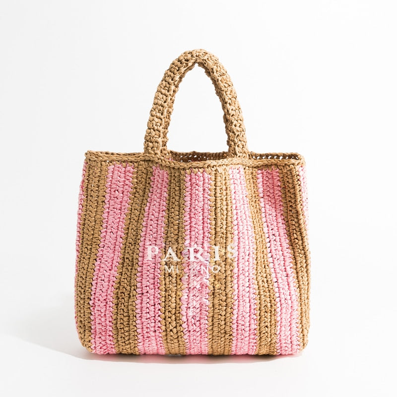 Luxus Design Frauen Geflochtene Bast Stroh Tasche Große Kapazität, Sommer Strandurlaub Schultertasche