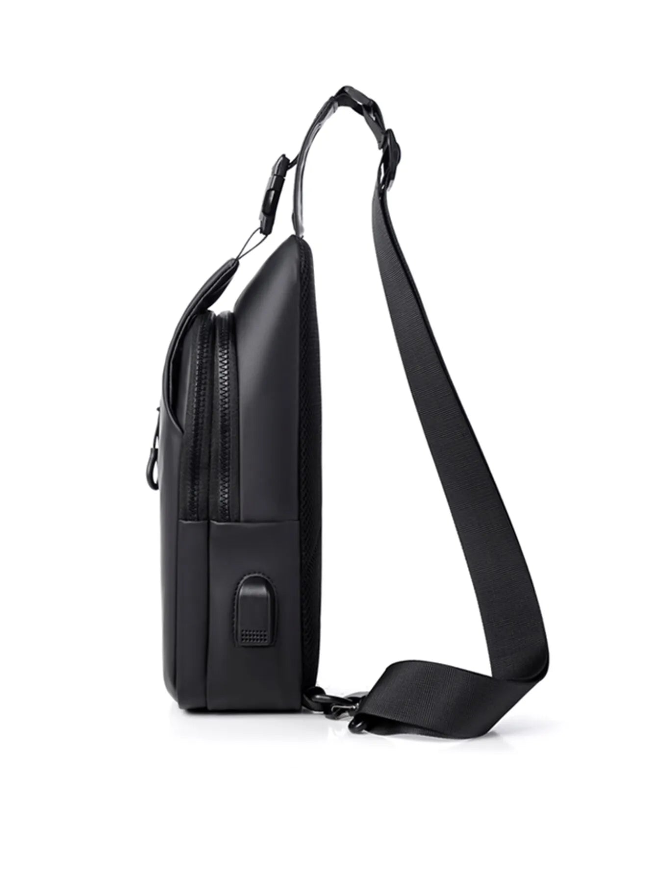 1 Herren-Umhängetasche mit großer Kapazität für Pendler mit USB-Aufladung, multifunktionale Brusttasche, modisch, einfach & leicht