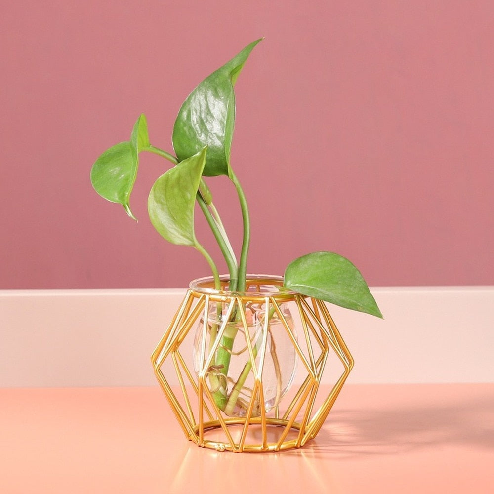 Iron Line Blumenvase, Metall, Pflanzenhalter, moderne Wohnkultur