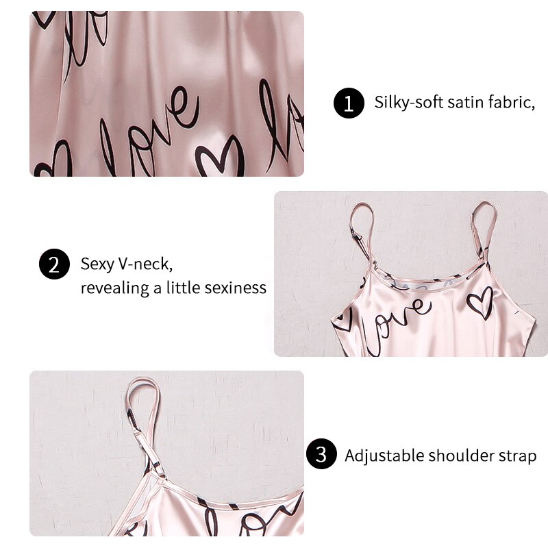 Damen Satin Seide Nachtwäsche, Sexy Dessous Pyjama Set