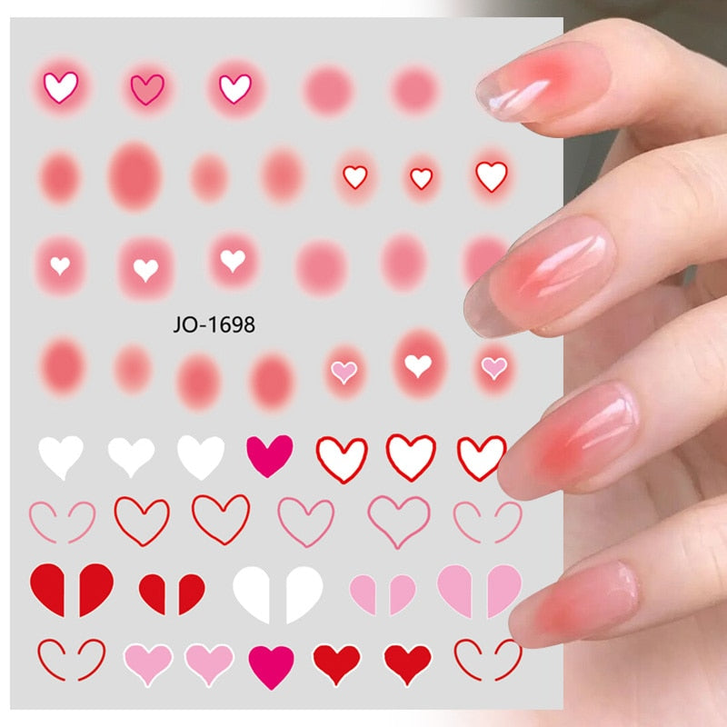 1PCS 3D Nagelzubehör, Maniküre-Nagelteile, Nageldekoration mit Liebes-Herz Aufkleber