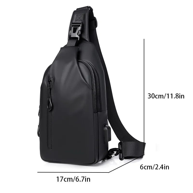 1 Herren-Umhängetasche mit großer Kapazität für Pendler mit USB-Aufladung, multifunktionale Brusttasche, modisch, einfach & leicht