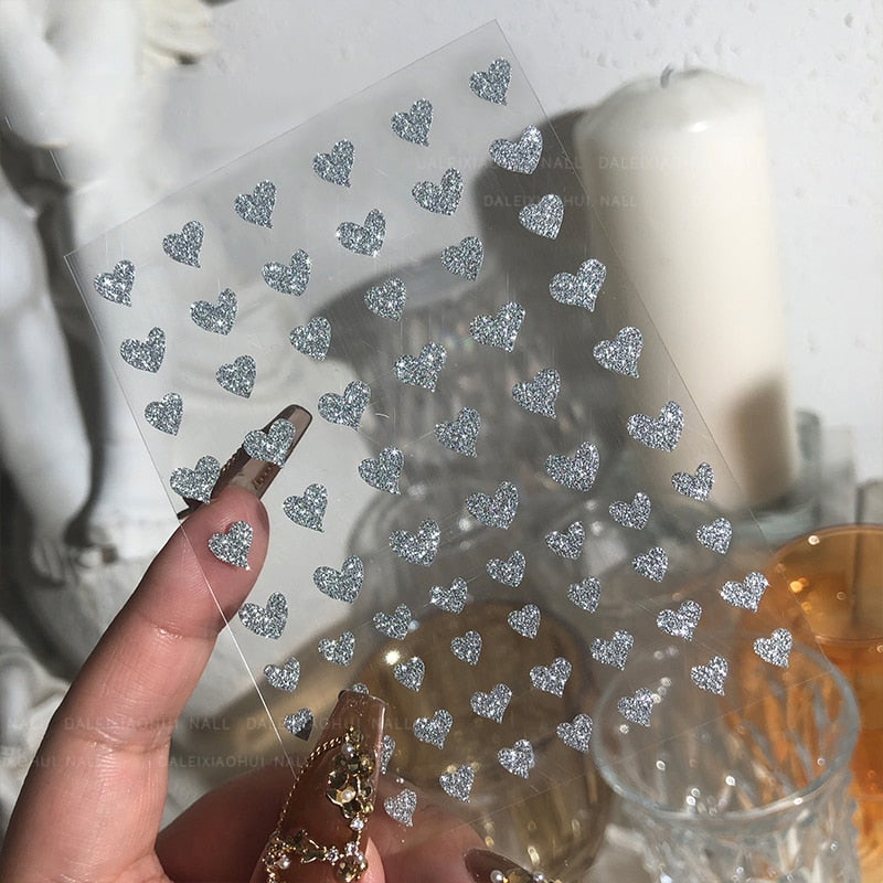 1PCS 3D Nagelzubehör, Maniküre-Nagelteile, Nageldekoration mit Liebes-Herz Aufkleber