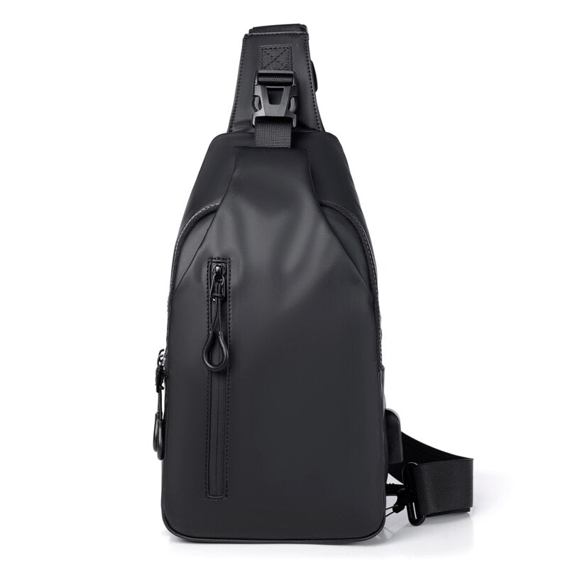 1 Herren-Umhängetasche mit großer Kapazität für Pendler mit USB-Aufladung, multifunktionale Brusttasche, modisch, einfach & leicht