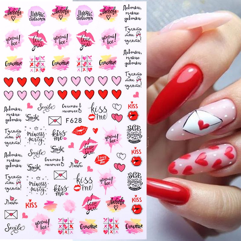 1PCS 3D Nagelzubehör, Maniküre-Nagelteile, Nageldekoration mit Liebes-Herz Aufkleber