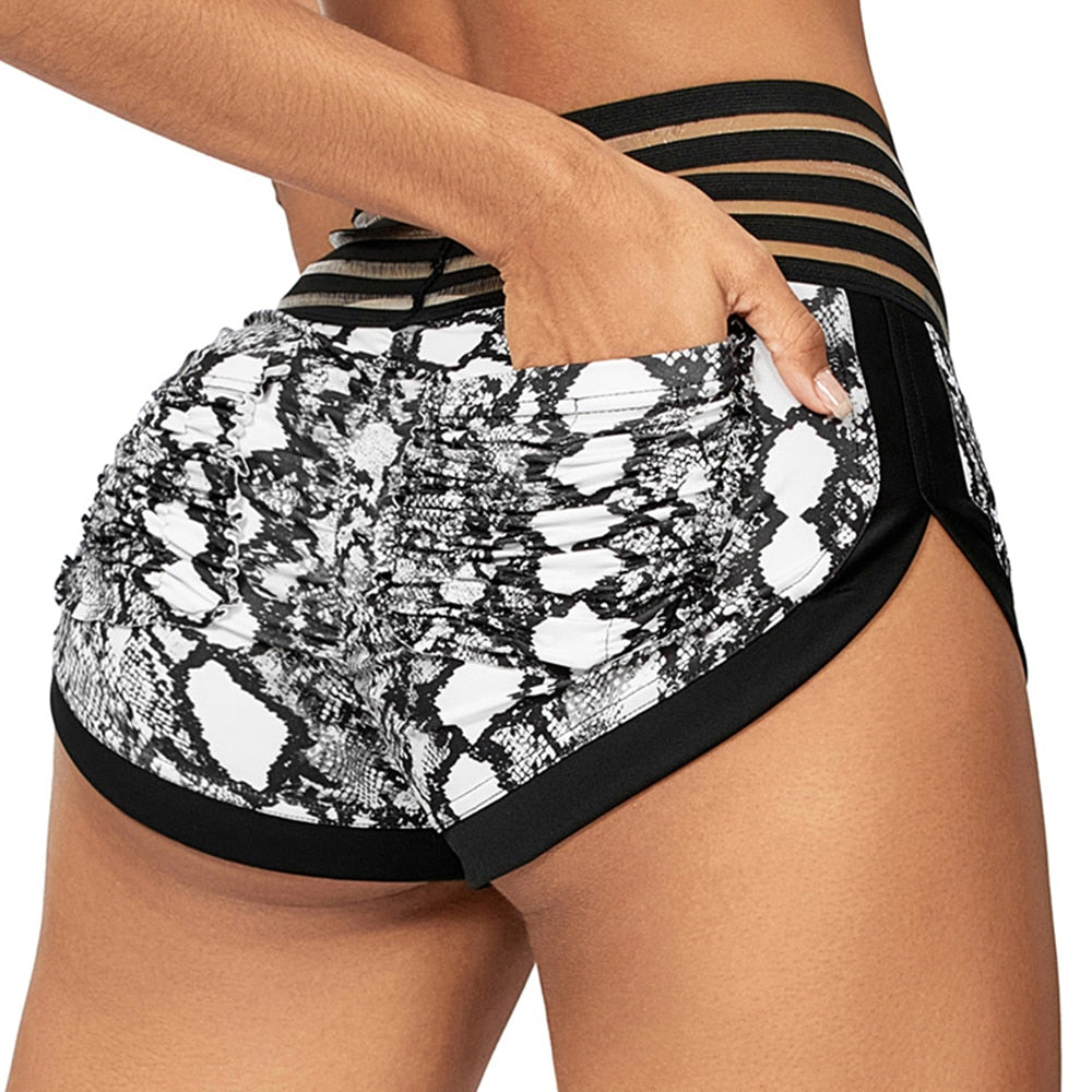 Tier Gedruckt Damen Fitness Shorts, Atmungsaktive weibliche Jogging Kleidung