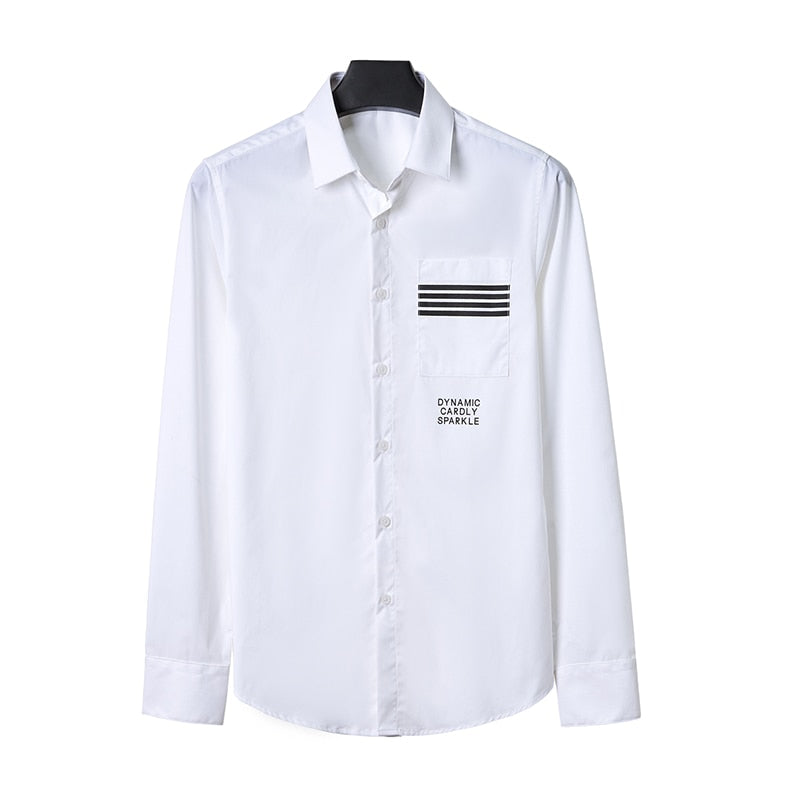 Neue Stickerei Herren Casual Hemde, Marke Kleidung Langarm Slim Fit Männliche Hemde