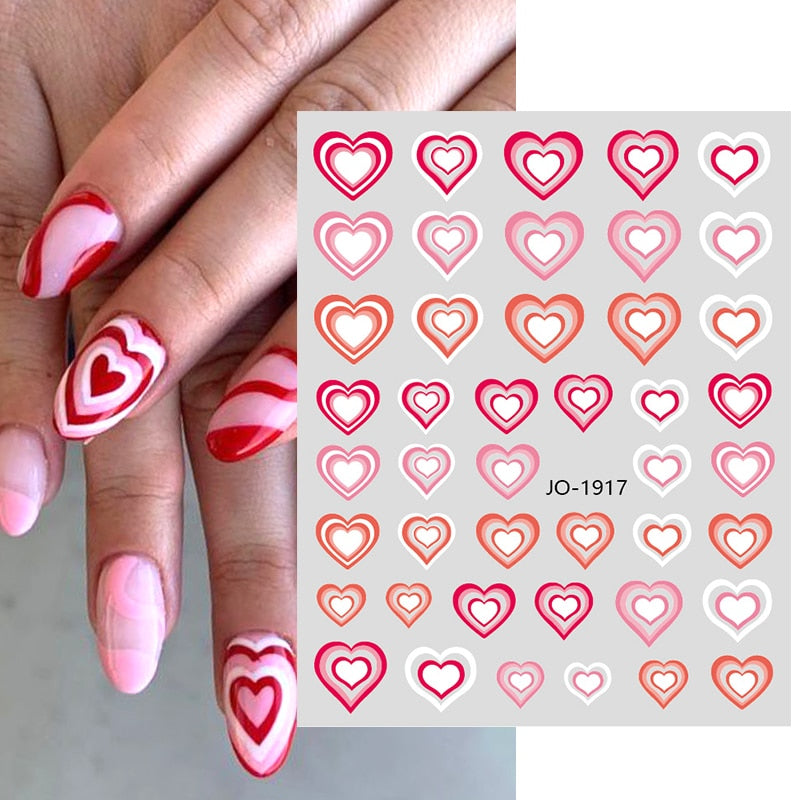 1PCS 3D Nagelzubehör, Maniküre-Nagelteile, Nageldekoration mit Liebes-Herz Aufkleber