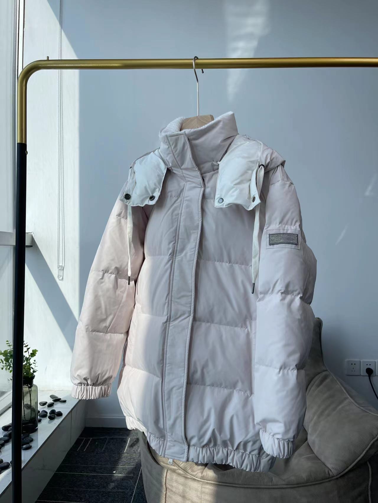 2023 neue Damen Winter Mäntel Mid-länge mit Kapuze, Gänsedaunen Warme und Dicke Casual Daunen Jacke