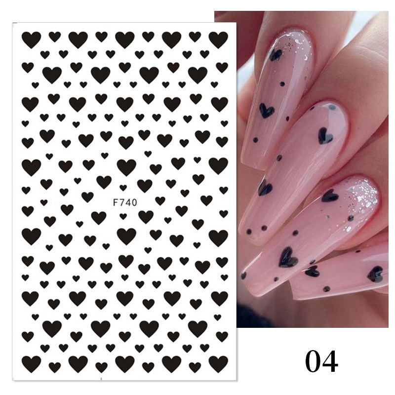 1PCS 3D Nagelzubehör, Maniküre-Nagelteile, Nageldekoration mit Liebes-Herz Aufkleber