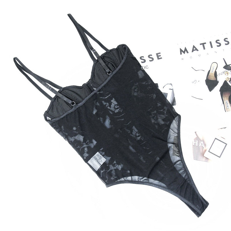 Damen Sexy Spitzenkorsett, Hot bestickter Body Dessous