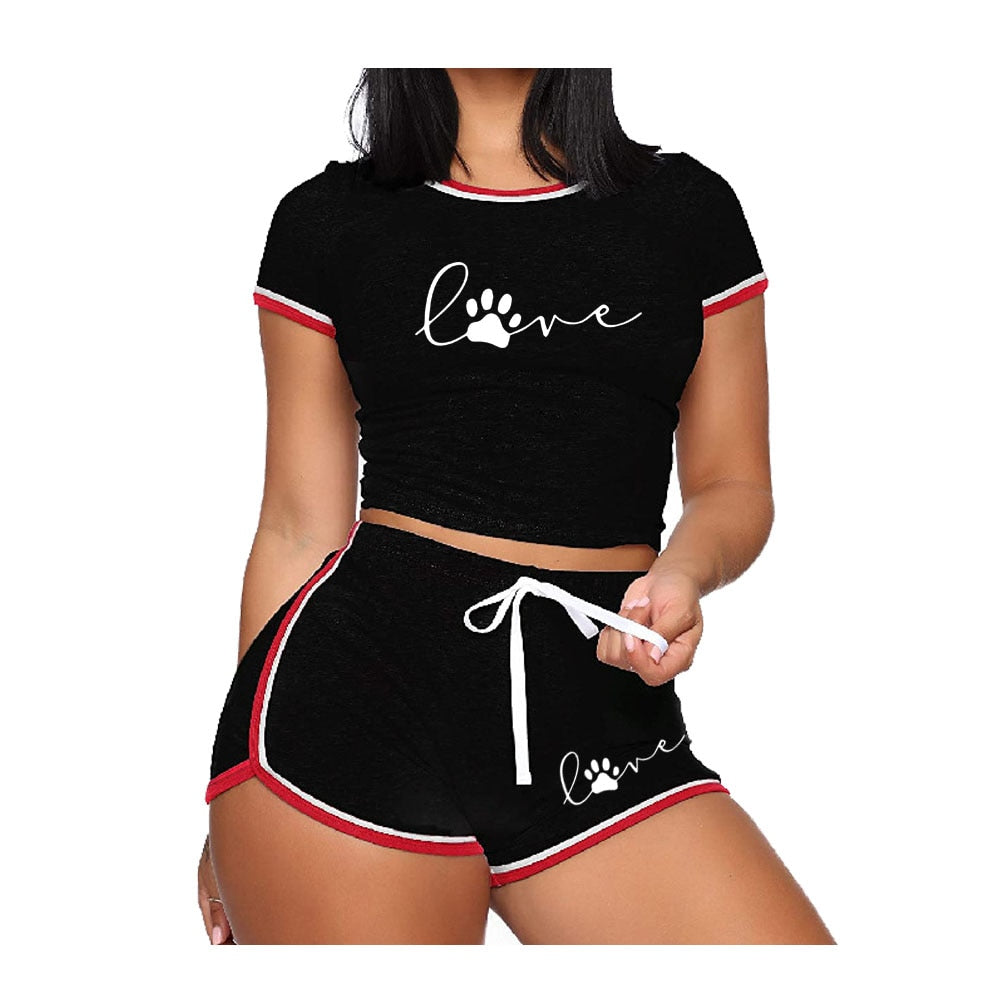 2-teilige Shorts-Sets für Damen-Outfits, kurzärmelige Trainingskleidung, Sportbekleidung für den Sommer