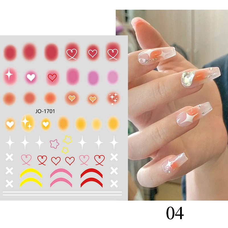 1PCS 3D Nagelzubehör, Maniküre-Nagelteile, Nageldekoration mit Liebes-Herz Aufkleber