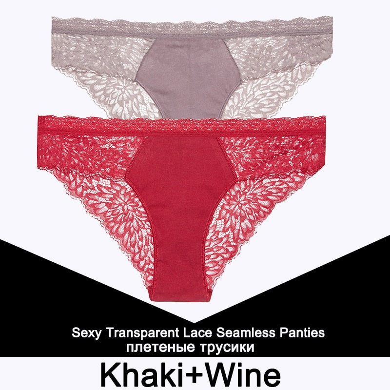 2 Teile/satz Nahtlose Unterwäsche Spitze Höschen für Damen, Sexy Dessous, Weibliche Unterhose Floral Spitze