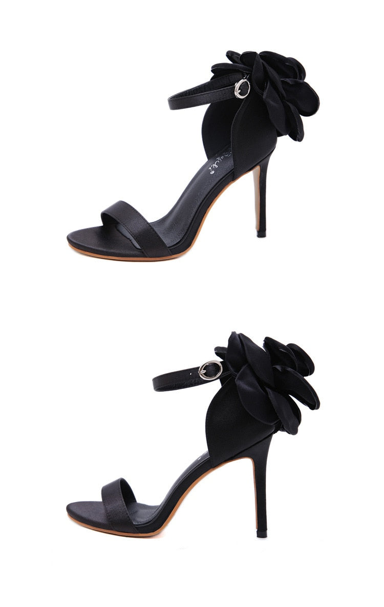 Damen Blume Schuhe, Rose Blume Pumpen High Heel Sandalen
