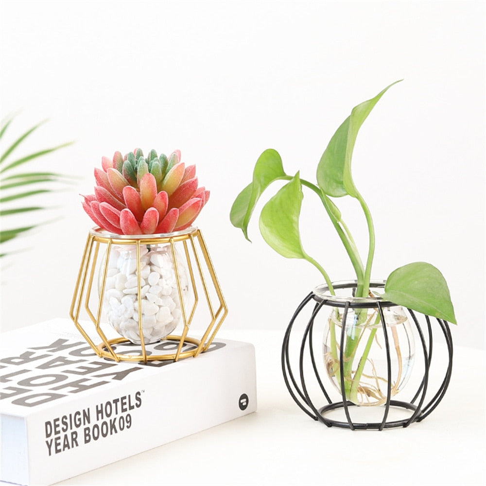 Iron Line Blumenvase, Metall, Pflanzenhalter, moderne Wohnkultur