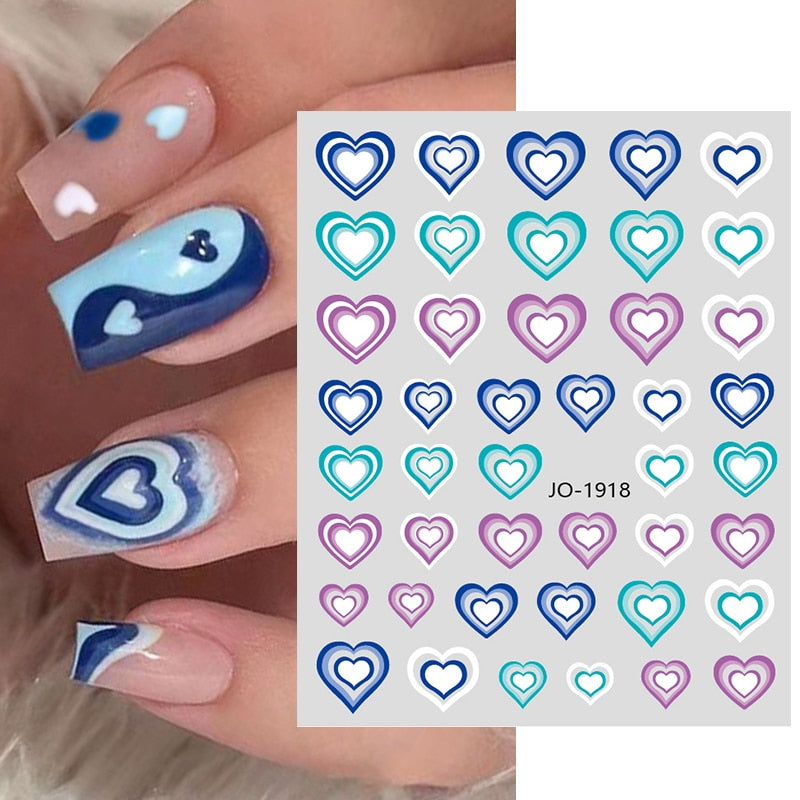 1PCS 3D Nagelzubehör, Maniküre-Nagelteile, Nageldekoration mit Liebes-Herz Aufkleber