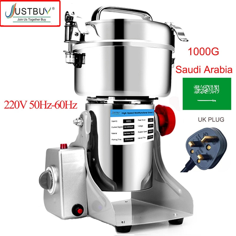 Große Kapazität 2500G / 3000W Kräutermühle, Leistungsstarke Mühle für Getreide, Gewürze, Mixer und Trockenfutter Mühle