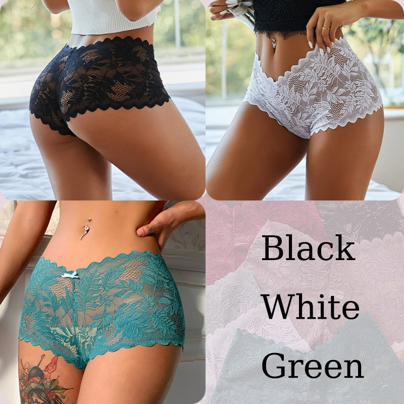 3PCS Sexy Floral Spitze Höschen, Damen Slip Niedrige Taille Weiche Dessous, Komfortable Weibliche Unterwäsche S-XL