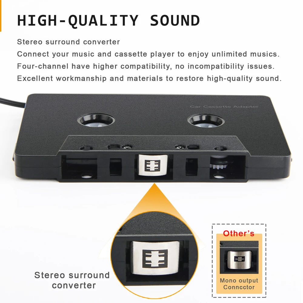 Aux Adapter Car Tape Audio Cassette Mp3 Player Converter 3.5mm Jack Plug For iPod iPhone MP3 Phone AUX Cable CD Player