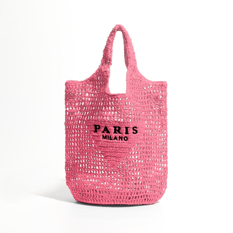 Luxus Design Frauen Geflochtene Bast Stroh Tasche Große Kapazität, Sommer Strandurlaub Schultertasche