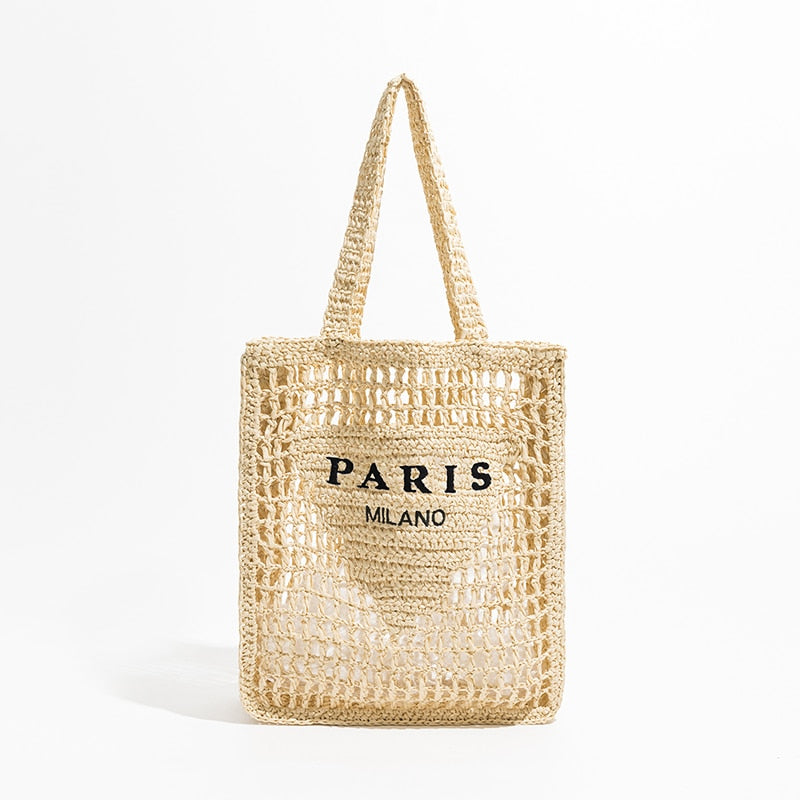 Luxus Design Frauen Geflochtene Bast Stroh Tasche Große Kapazität, Sommer Strandurlaub Schultertasche