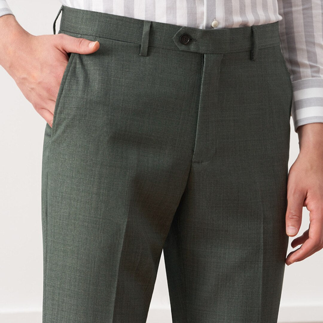 Echter Luxus Herrenanzug, italienisches Casual-Slim-Fit-Hochzeitskleid, Herren-Graugrün, Senator-Kleid