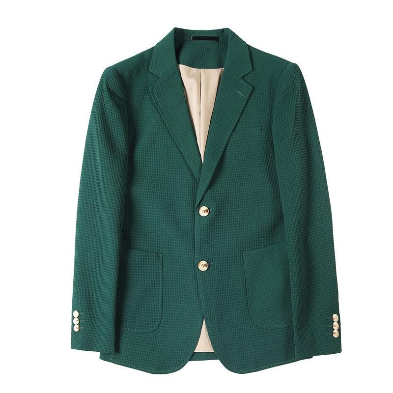 2023 Neuankömmling Herrenanzug Waffeljacke Blazer Wollmantel im Hahnentrittmuster für Herbst und Winter, Waffelkarierter Anzug