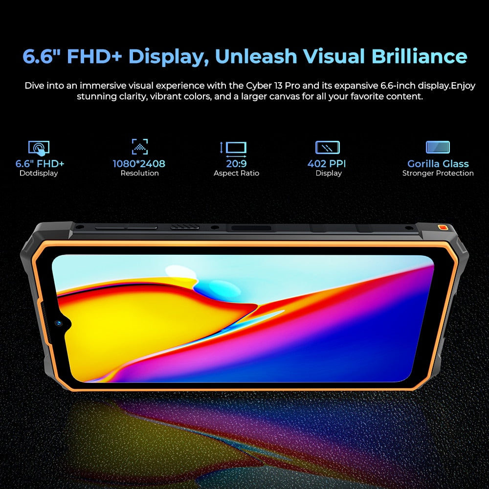 Hotwav Cyber 13 Pro robustes Smartphone, 150LM Taschenlampe 20 GB+ 256 GB 6,6 '' FHD+ 2K Display Mobilephone 10800MAH 64MP