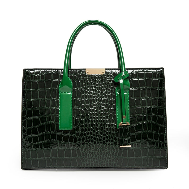 Luxus Damen Ledertaschen, Designer Krokodil Muster Schulter Tasche