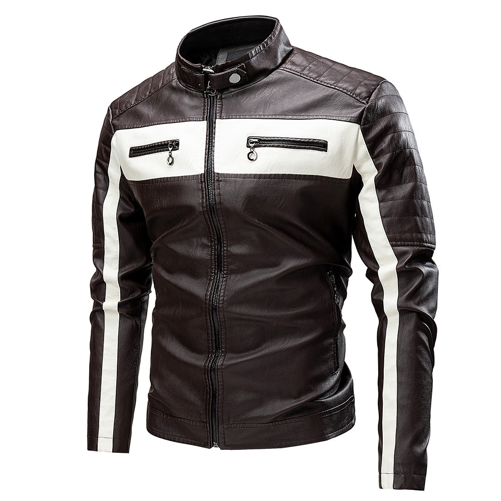 Herren Lederjacke, 2023 Mode Biker Jacke