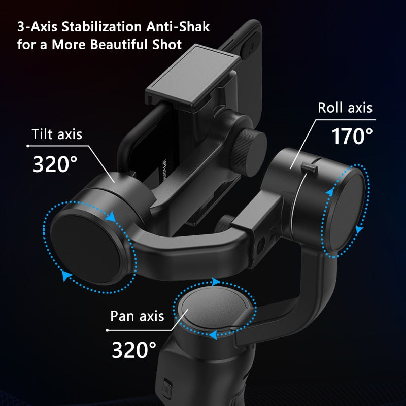 AXNEN F8 3-Achsen Handheld Gimbal Telefonstabilisator, Smartphone-Stativ / Handyhalter für iPhone Android Mobile