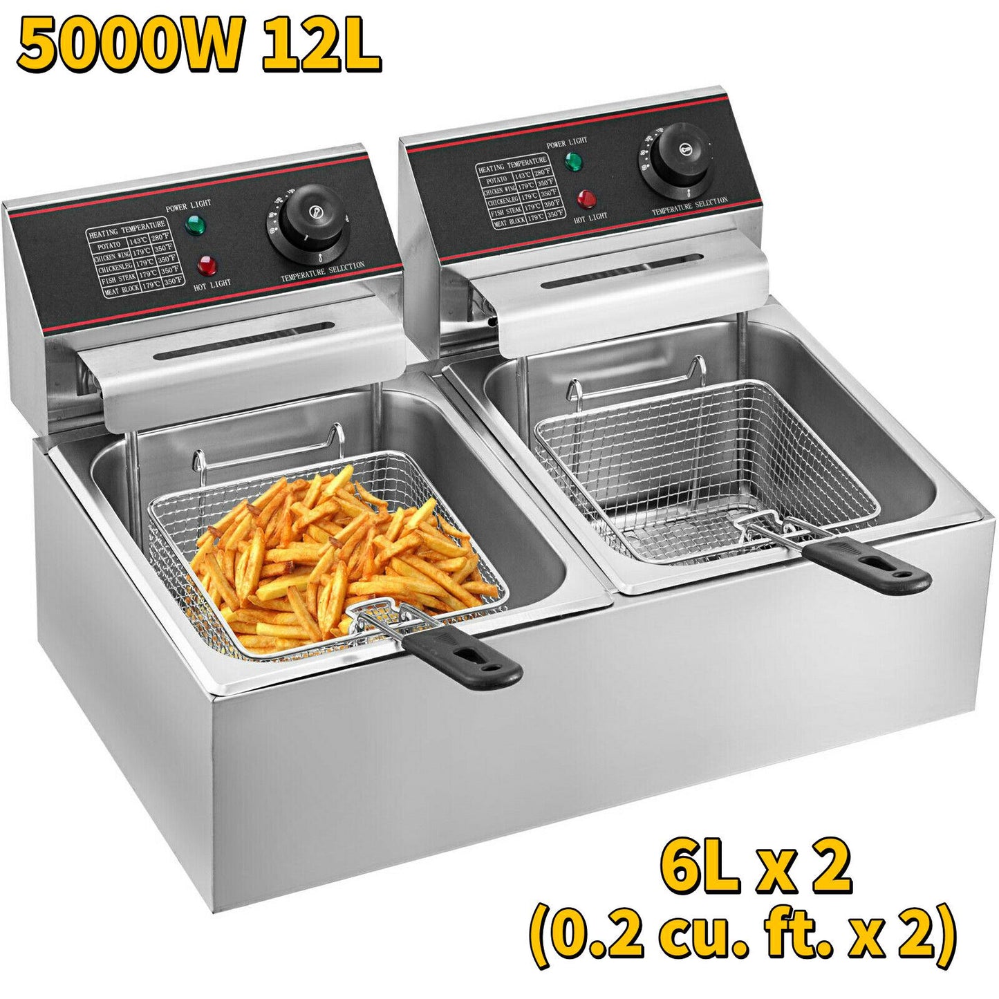 VEVOR 12L - 20L elektrische Fritteusen mit zwei Tanks für Zuhause, Fast-Food-Restaurants oder Camping