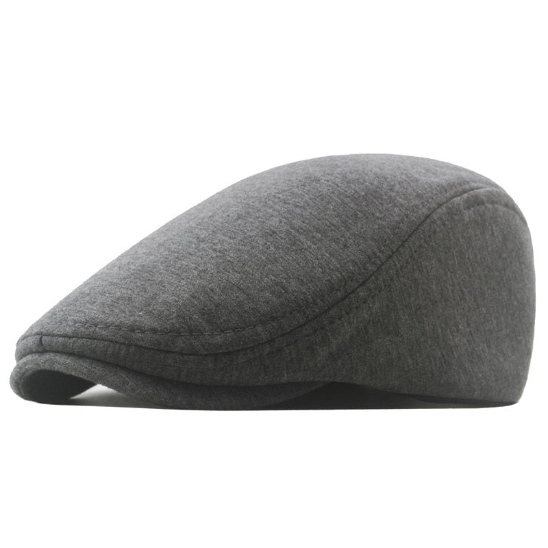 Baumwolle Newsboy Caps, Herbst / Winter Baskenmütze, Männliche Horn Retro Solide Schirmmütze