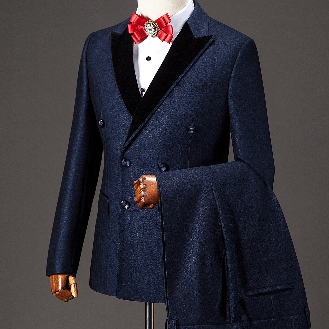 Marineblaue zweiteilige Anzüge für Herren im originellen Design für formelle Anlässe, Hochzeiten, elegante Blazer und Abendkleider (individuelle Größe)