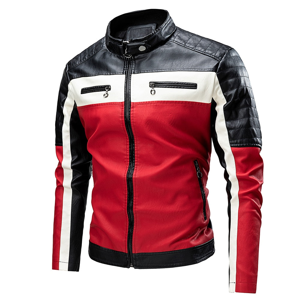 Herren Lederjacke, 2023 Mode Biker Jacke
