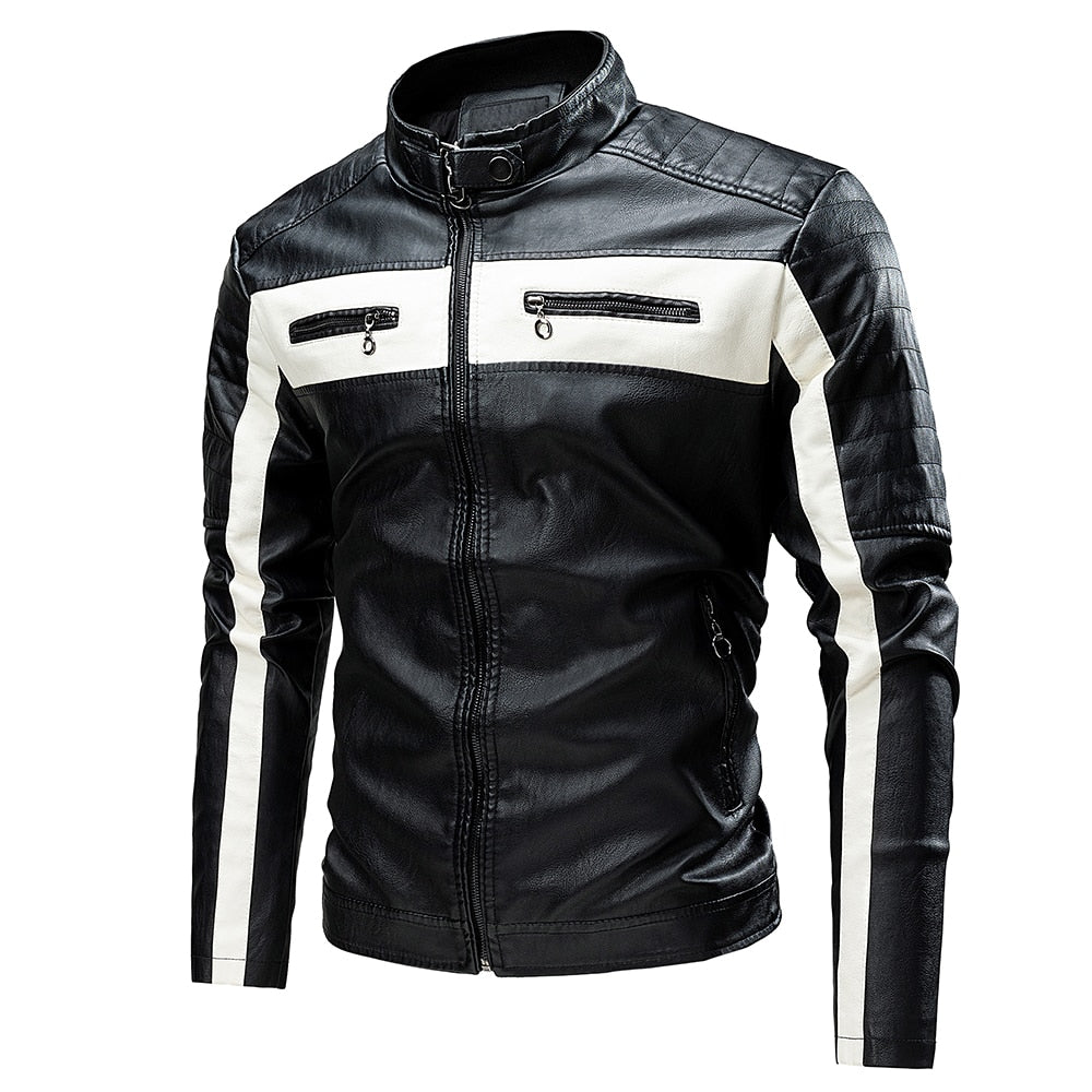 Herren Lederjacke, 2023 Mode Biker Jacke